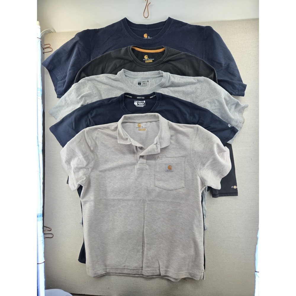 Lot Of 5 Carhartt Mens Shirts Mens Large M-XL T Polo Loose Relaxed Regular